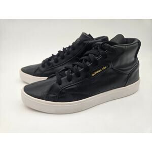 Adidas Sleek Mid Black White Womens 8 Leather Sneakers